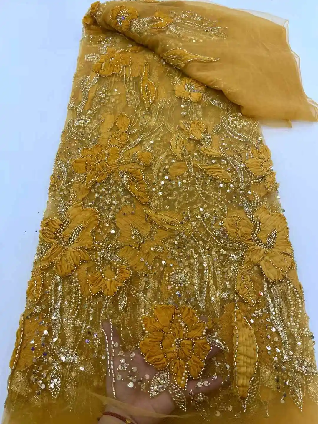 Latest 3D African Tulle Lace Fabric 2025 High Quality Lace Embroidery Lace Mesh Fabric 5 Yards For Women Wedding Party Dresses
Latest 3D African Tulle Lace Fabric 2025 High Quality Lace Embroidery Lace Mesh Fabric 5 Yards For Women Wedding Party Dresses