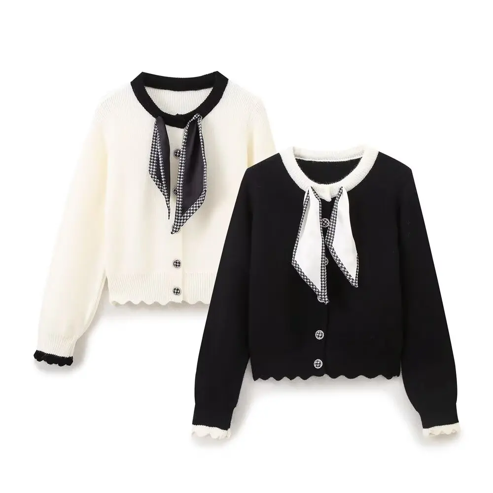 Women's 2024 new fashion bow decoration casual short knitted cardigan retro long sleeved button up women's coat chic top
Women's 2024 new fashion bow decoration casual short knitted cardigan retro long sleeved button up women's coat chic top