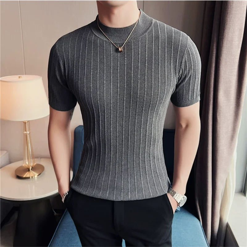 6 Colors Summer Sweater Knitted Short Sleeved T-shirt 2024 New Elastic Round Neck Slim Fit Korean Half Sleeved Striped Top Tees
6 Colors Summer Sweater Knitted Short Sleeved T-shirt 2024 New Elastic Round Neck Slim Fit Korean Half Sleeved Striped Top Tees
