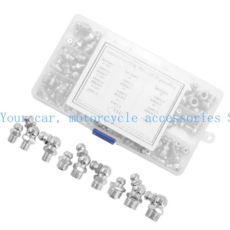 652F 115Pcs Metal Zerk Grease Nipple Fitting Assortment Straight 45 90 Degree Metric Hydraulic Grease Fitting
652F 115Pcs Metal Zerk Grease Nipple Fitting Assortment Straight 45 90 Degree Metric Hydraulic Grease Fitting