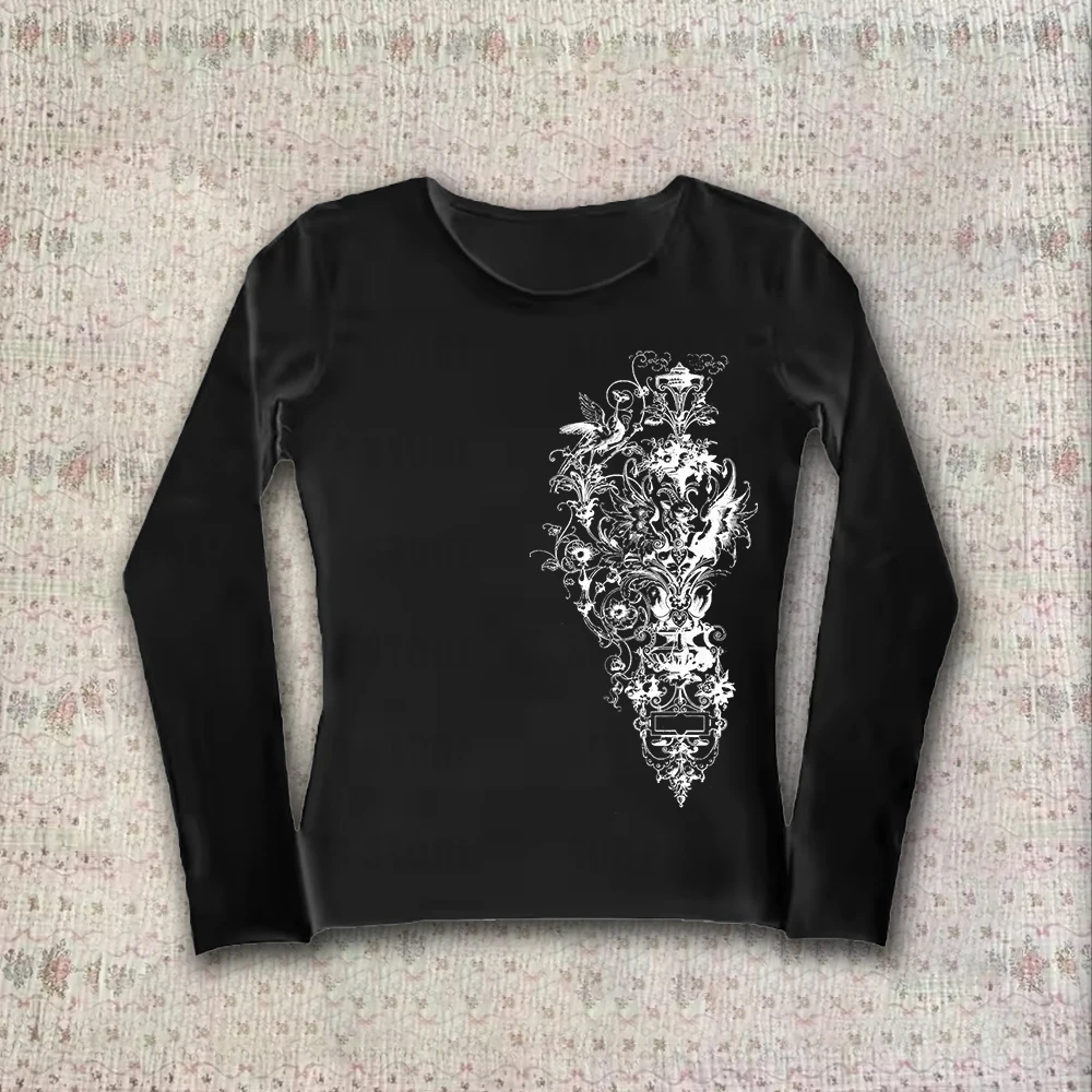 Wings Graphic Print Black T-shirt Women Autumn Clothes Y2K Cyber Grunge Pullovers Tees 00s Retro Aesthetic Cottage Crop Tops
Wings Graphic Print Black T-shirt Women Autumn Clothes Y2K Cyber Grunge Pullovers Tees 00s Retro Aesthetic Cottage Crop Tops