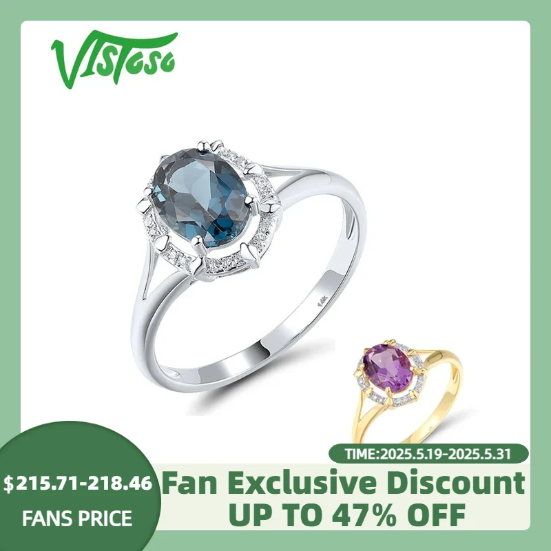 VISTOSO Pure 14K 585 Yellow /White Gold Ring For Women Sparkling Diamond Oval Amethyst Blue Topaz Trendy Wedding Fine Jewelry
VISTOSO Pure 14K 585 Yellow /White Gold Ring For Women Sparkling Diamond Oval Amethyst Blue Topaz Trendy Wedding Fine Jewelry