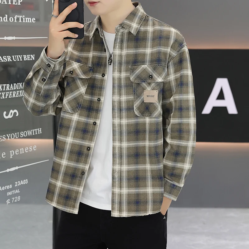 Pure Cotton Long Sve Plaid irt Youth Casual Loose Fit Spring Autumn New Sle Teenager Hong Kong Sle Loose Outerwear
Pure Cotton Long Sve Plaid irt Youth Casual Loose Fit Spring Autumn New Sle Teenager Hong Kong Sle Loose Outerwear