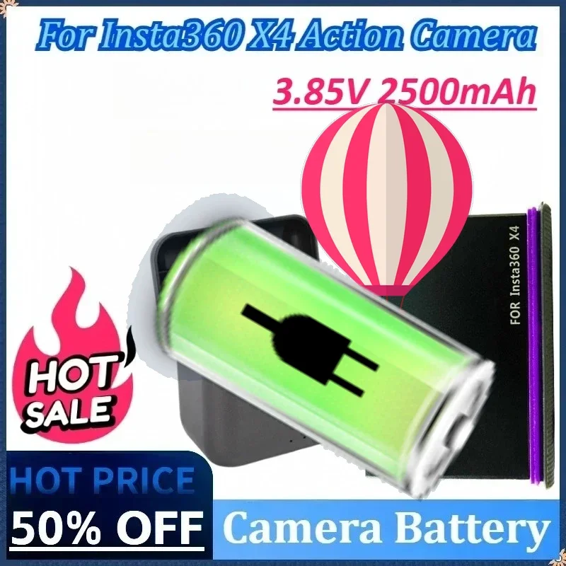 For Insta360 X4 Action Camera Battery 3.85V 2500mAh +2-Slot Charger Fast Charge Hub for Insta360 X4 Battery Power Accessories
For Insta360 X4 Action Camera Battery 3.85V 2500mAh +2-Slot Charger Fast Charge Hub for Insta360 X4 Battery Power Accessories