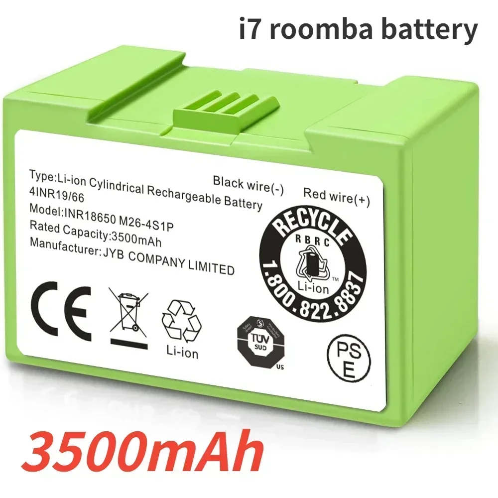 14.4V 3500mAh i7 Battery Replacement for iRobot Roomba e and i Series i7+ e5 7550 7150 i3 3150 i3+ 3550 i4 4150 i4+
14.4V 3500mAh i7 Battery Replacement for iRobot Roomba e and i Series i7+ e5 7550 7150 i3 3150 i3+ 3550 i4 4150 i4+