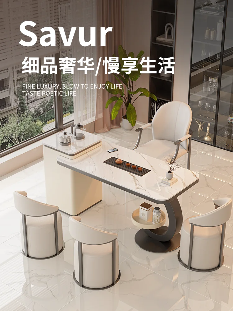 Rock slab balcony tea table and chair combination light luxury modern high-end kettle integrated coffee table living
Rock slab balcony tea table and chair combination light luxury modern high-end kettle integrated coffee table living