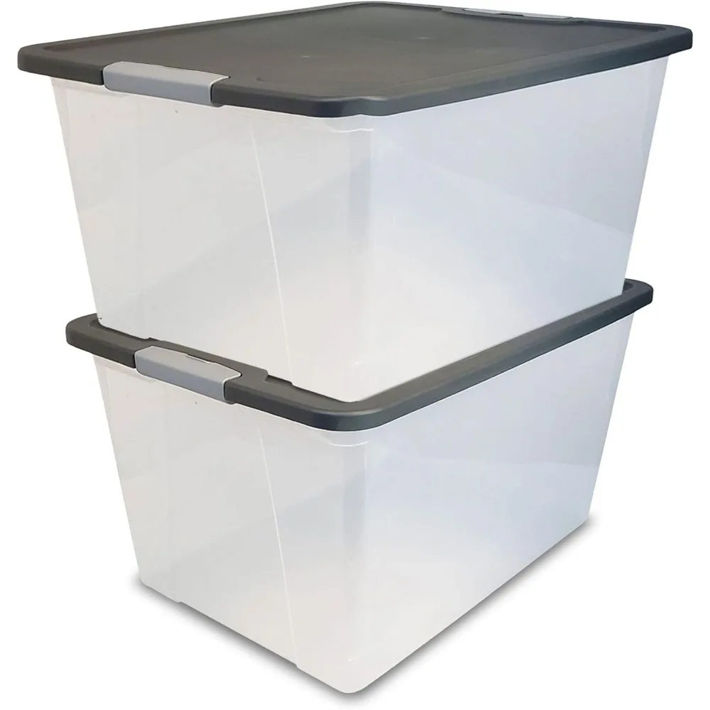 2-Pack Secure Latch, Clear Plastic Storage Organizer Bins, 64 Quart, Gray Lid - Heavy-Duty Container Boxes with Lids for Home,
2-Pack Secure Latch, Clear Plastic Storage Organizer Bins, 64 Quart, Gray Lid - Heavy-Duty Container Boxes with Lids for Home,