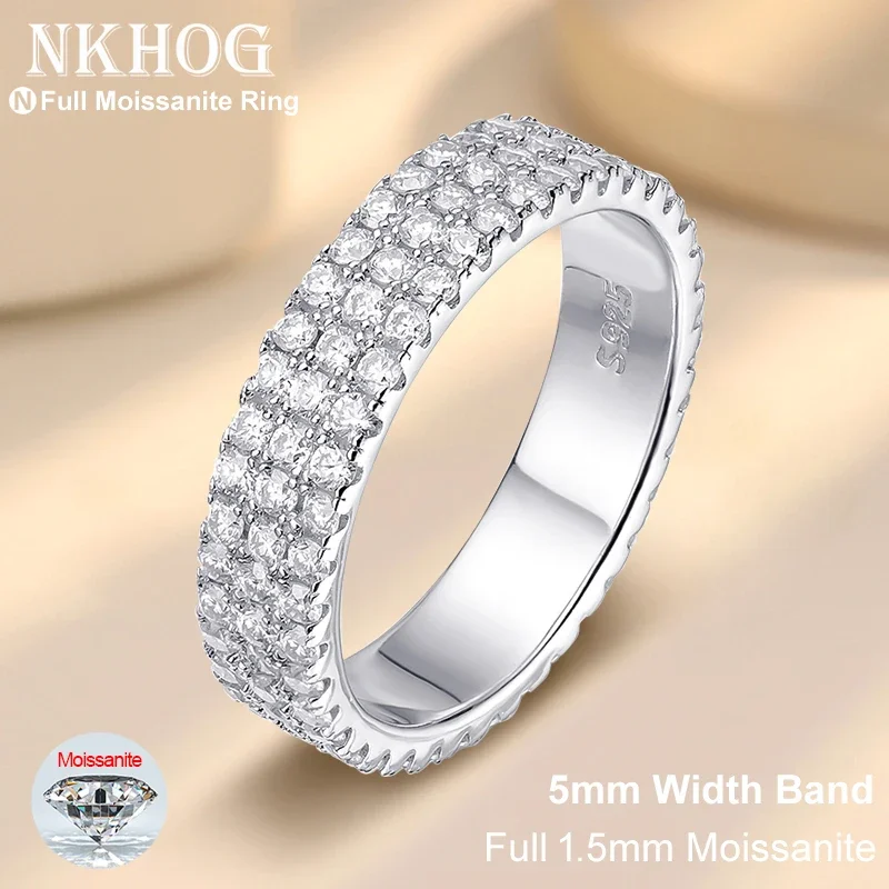 NKHOG Full Moissanite Row Ring 925 Sterling Silver Plated 18k Eternity Wedding Band Hip Hop Rings 100% Test Passed Party Jewelry
NKHOG Full Moissanite Row Ring 925 Sterling Silver Plated 18k Eternity Wedding Band Hip Hop Rings 100% Test Passed Party Jewelry