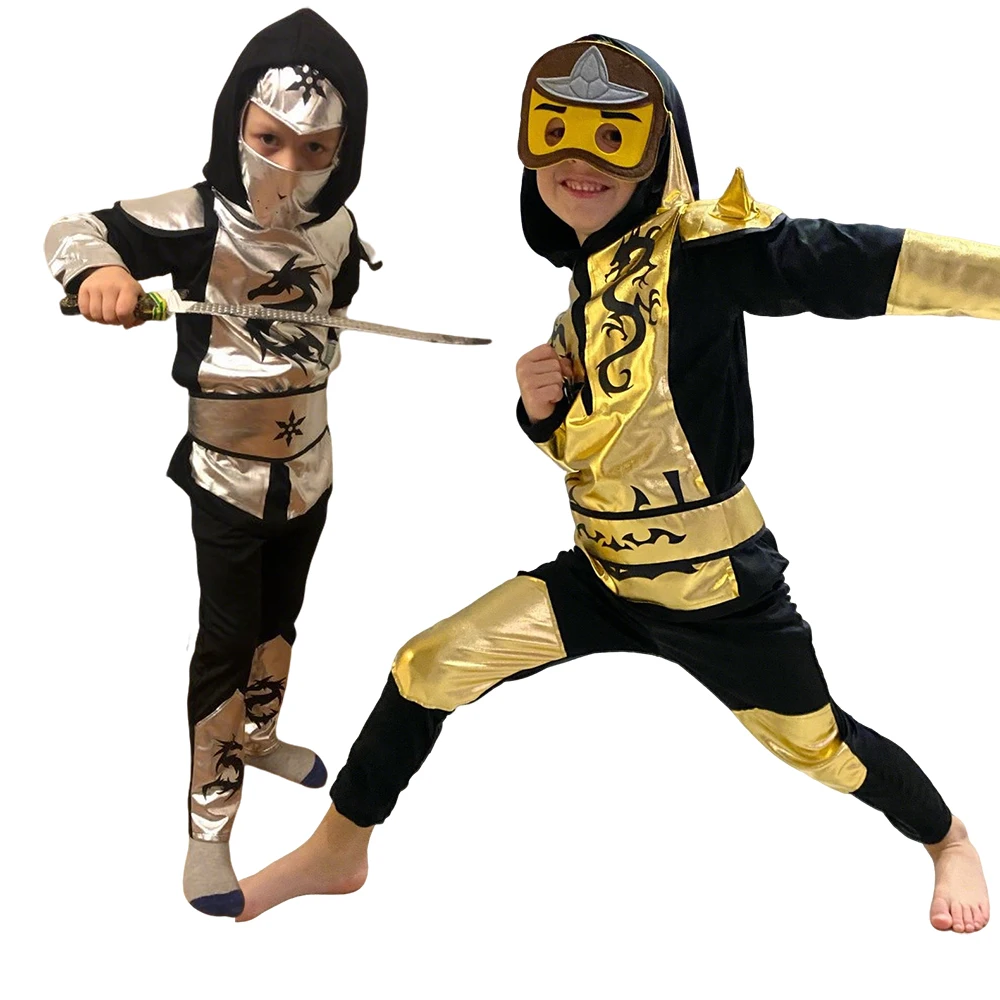 Kids Silver & Gold Ninja Costume with Hooded Mask Children's Role Play Outfit for Halloween Stage Shows Themed Events
Kids Silver & Gold Ninja Costume with Hooded Mask Children's Role Play Outfit for Halloween Stage Shows Themed Events