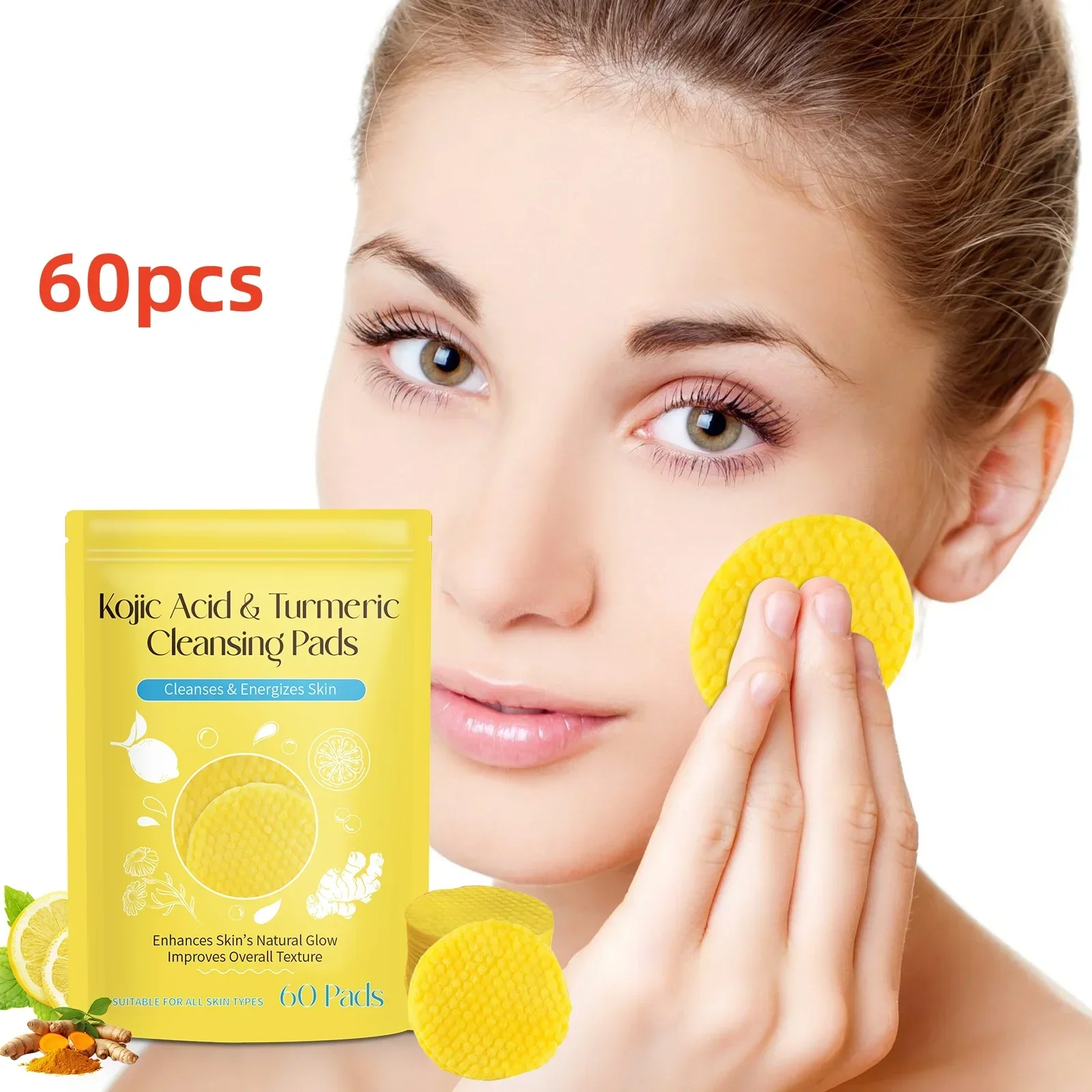 60 шт., очищающие подушечки с куркумой и койевой кислотой, отшелушивающие подушечки, губки для лица для очищения, отшелушивающие, ежедневная очистка, уход за кожей
60 шт., очищающие подушечки с куркумой и койевой кислотой, отшелушивающие подушечки, губки для лица для очищения, отшелушивающие, ежедневная очистка, уход за кожей