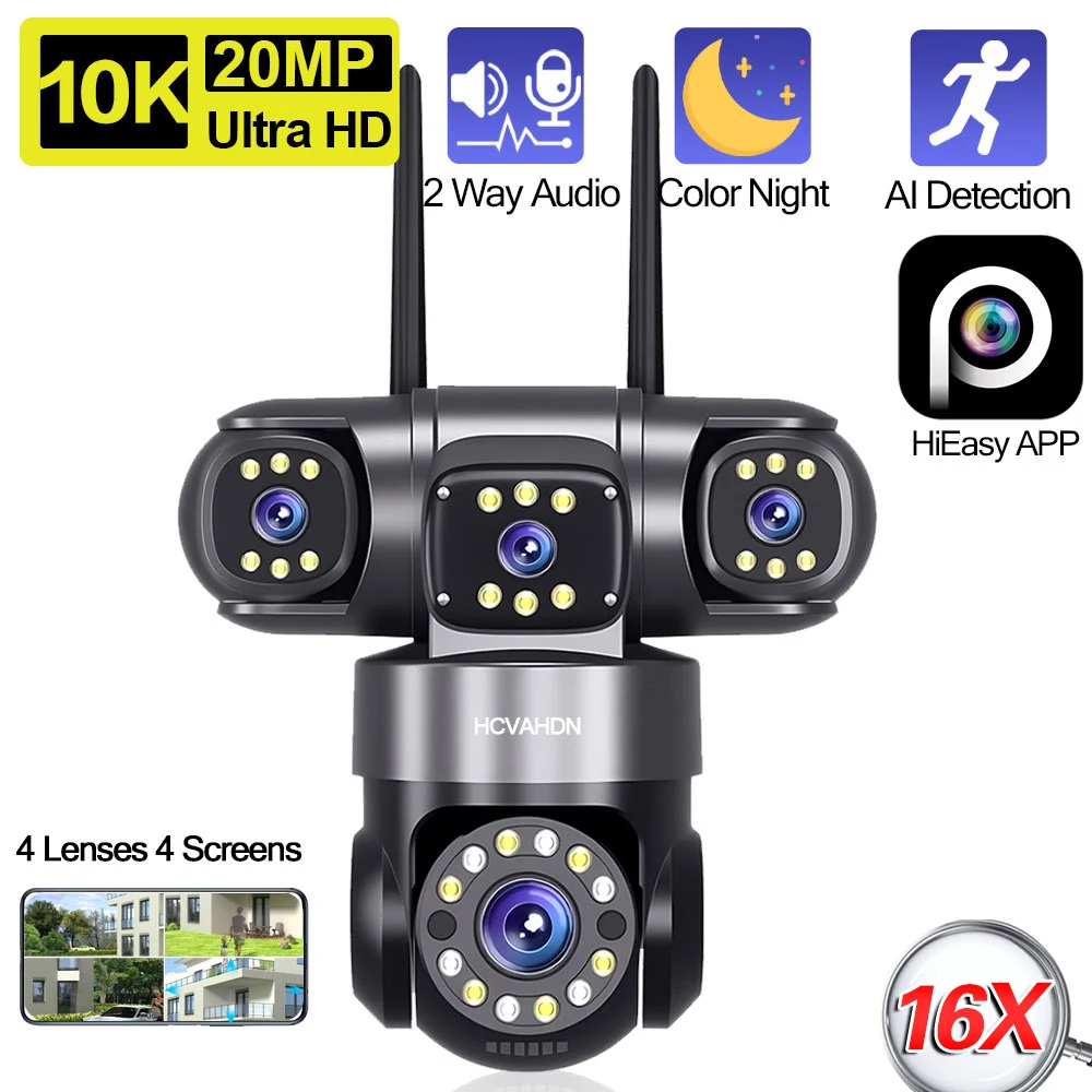 Mart Four Lens 20MP CCTV Camera: IP, Two-Way Audio, and 360° Auto Tracking with Color Night Vision
Mart Four Lens 20MP CCTV Camera: IP, Two-Way Audio, and 360° Auto Tracking with Color Night Vision