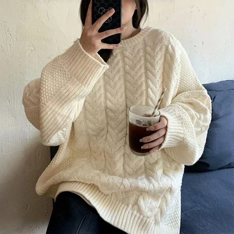 Cable Knit Sweater for Women Long Sleeve Crew Neck Oversized Pullover Plain Jumper Ladies Autumn Winter Slouchy Casual Outfit
Cable Knit Sweater for Women Long Sleeve Crew Neck Oversized Pullover Plain Jumper Ladies Autumn Winter Slouchy Casual Outfit