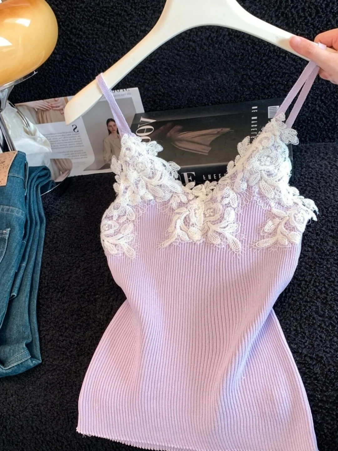Pure Desire Lace Trim Camisole Tank Top Women Summer Dopaamine Slim Fit Short Sleeveless Small Upper Apparel
Pure Desire Lace Trim Camisole Tank Top Women Summer Dopaamine Slim Fit Short Sleeveless Small Upper Apparel
