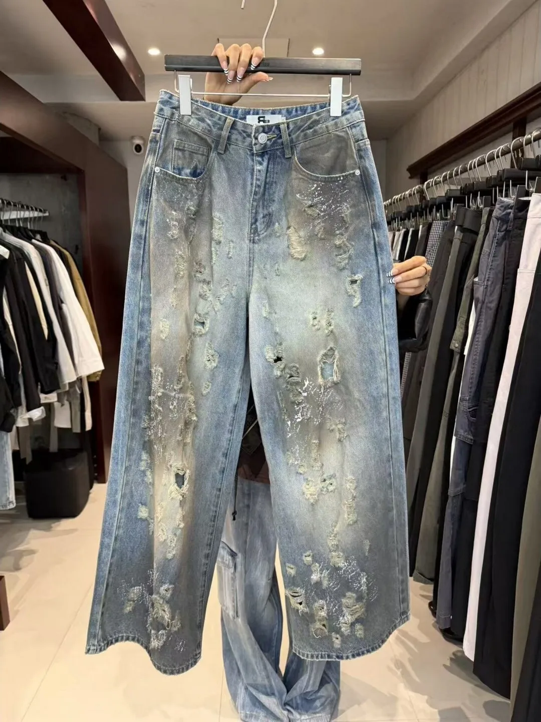 Spring 2026 Loose Casual American Lazy Style Jeans High Waist Wide Leg Pants Water Washed Blue Denim Casual Style Multi Pocket
Spring 2026 Loose Casual American Lazy Style Jeans High Waist Wide Leg Pants Water Washed Blue Denim Casual Style Multi Pocket