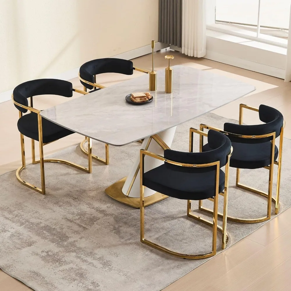 Black Velvet Upholstered Dining Chairs Set of 4, Modern Dining Chair with Gold Legs, Kitchen Chairs Open Back Accent Chair Barre
Black Velvet Upholstered Dining Chairs Set of 4, Modern Dining Chair with Gold Legs, Kitchen Chairs Open Back Accent Chair Barre