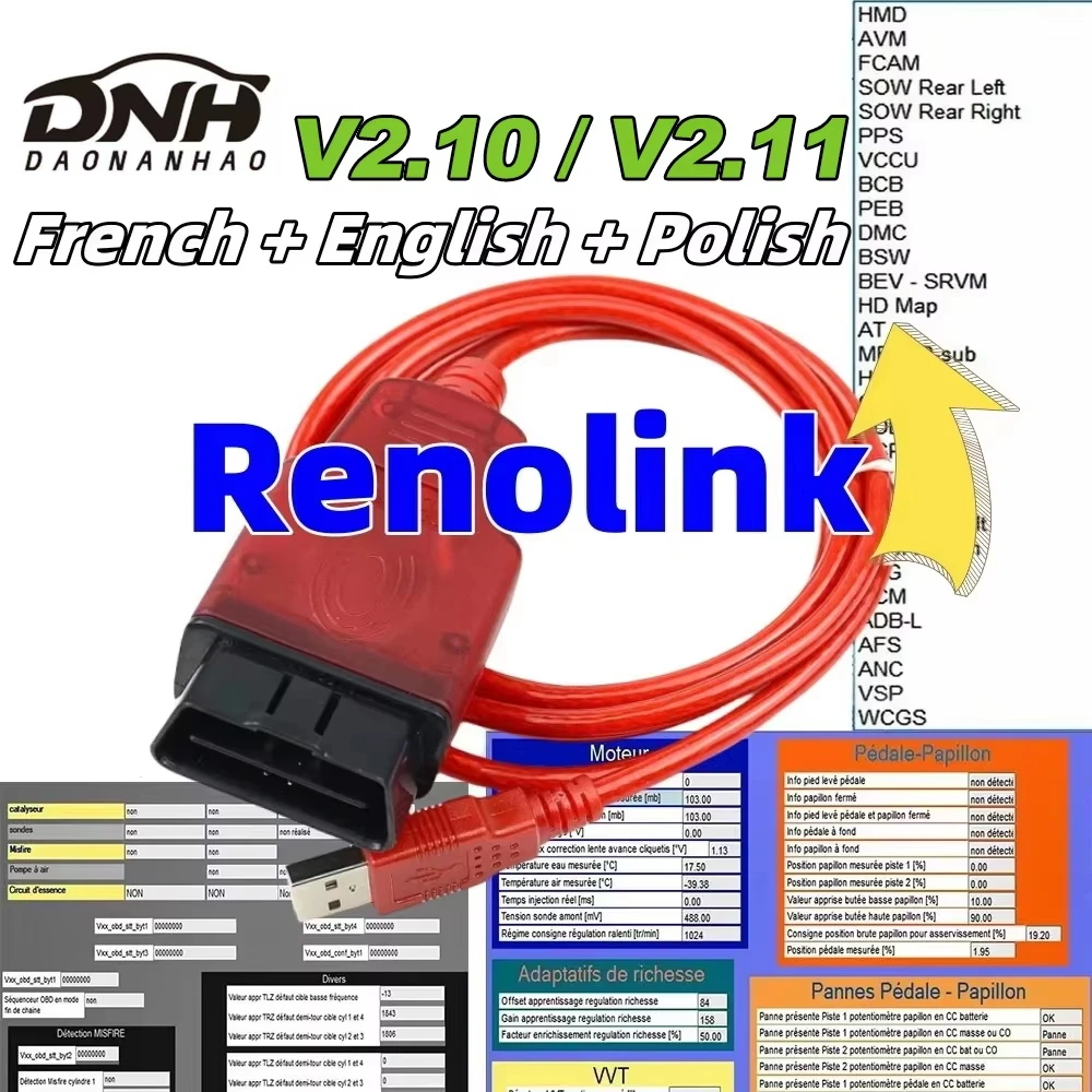 Renolink V2.10 V2.11 для автомобилей Renault: инструмент для сброса подушек безопасности OBD2, диагностический автосканер, программатор ключей ECM UCH, программатор ECU, диагностический инструмент OBD2.
Renolink V2.10 V2.11 для автомобилей Renault: инструмент для сброса подушек безопасности OBD2, диагностический автосканер, программатор ключей ECM UCH, программатор ECU, диагностический инструмент OBD2.