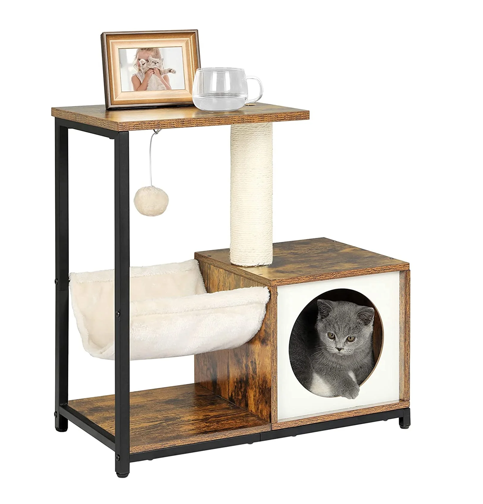 Modern Wooden Tower Pet Furniture Cat Tree with Scratching Post Cute Cave Condo House End Table Nightstand for Living Room
Modern Wooden Tower Pet Furniture Cat Tree with Scratching Post Cute Cave Condo House End Table Nightstand for Living Room
