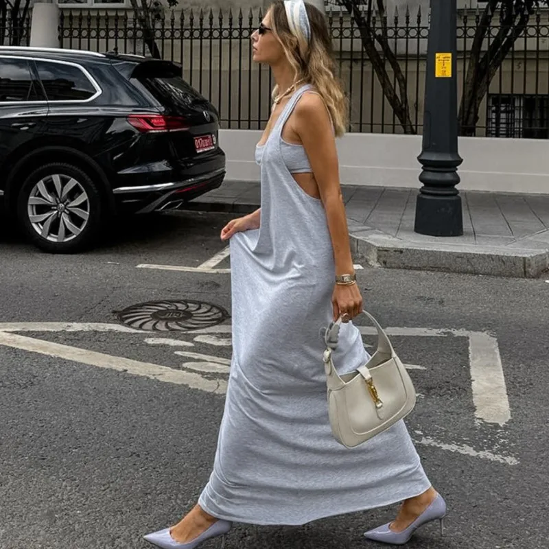 2025 Summer Casual Sexy Camisole Suit Knitted Fashion Loose Long Dresses European And American Grey Sleeveless Two-piece Suit
2025 Summer Casual Sexy Camisole Suit Knitted Fashion Loose Long Dresses European And American Grey Sleeveless Two-piece Suit