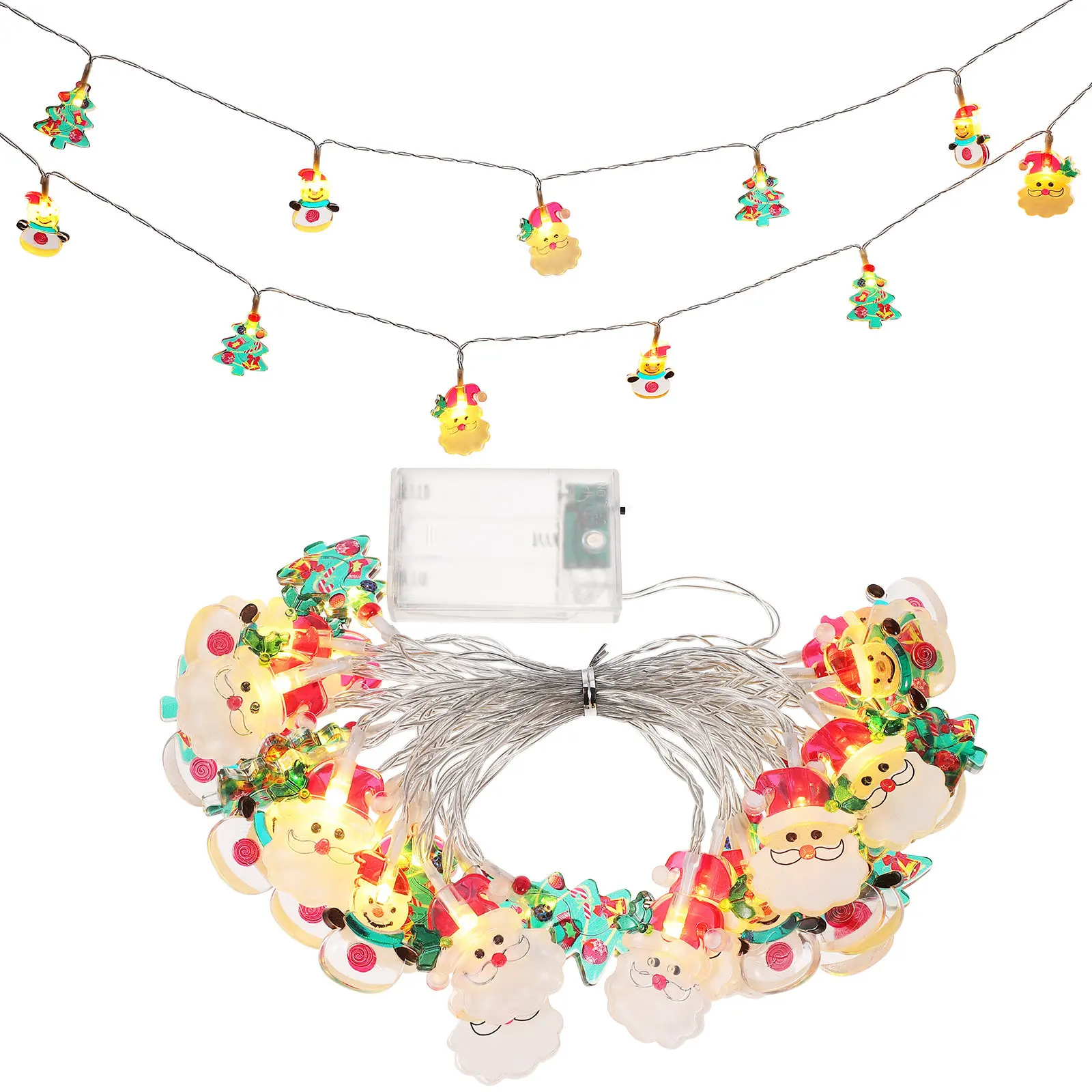 Christmas Light String Warm White LED Lights with Santa Snowman Tree Shapes for Indoor Outdoor Christmas Tree Decoration
Christmas Light String Warm White LED Lights with Santa Snowman Tree Shapes for Indoor Outdoor Christmas Tree Decoration