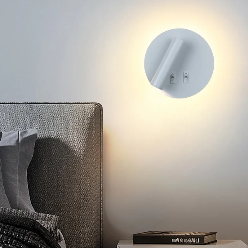 Simple LED Round Wall Lamp Bedside Reading Spotlight Hotel Bedroom Wall Lamp Dual Control Rotating Wall Lamp Usb Charging Hot
Simple LED Round Wall Lamp Bedside Reading Spotlight Hotel Bedroom Wall Lamp Dual Control Rotating Wall Lamp Usb Charging Hot