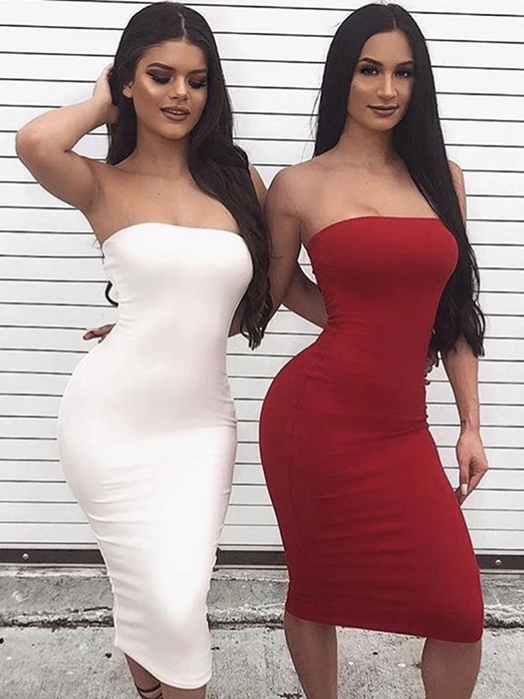 Sexy Elegant Strapless Women's Long Dress Party Bodycon Dresses Backless Summer Soild Color Nightclub Wear
Sexy Elegant Strapless Women's Long Dress Party Bodycon Dresses Backless Summer Soild Color Nightclub Wear
