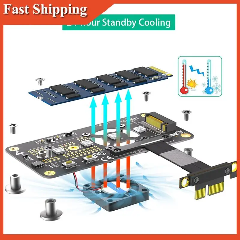 AB97-3 In 1 M.2( NGFF) NVME M-Key SSD To PCIE 1X Extension Cable With Cooling Fan And Automatic Discoloration LED
AB97-3 In 1 M.2( NGFF) NVME M-Key SSD To PCIE 1X Extension Cable With Cooling Fan And Automatic Discoloration LED