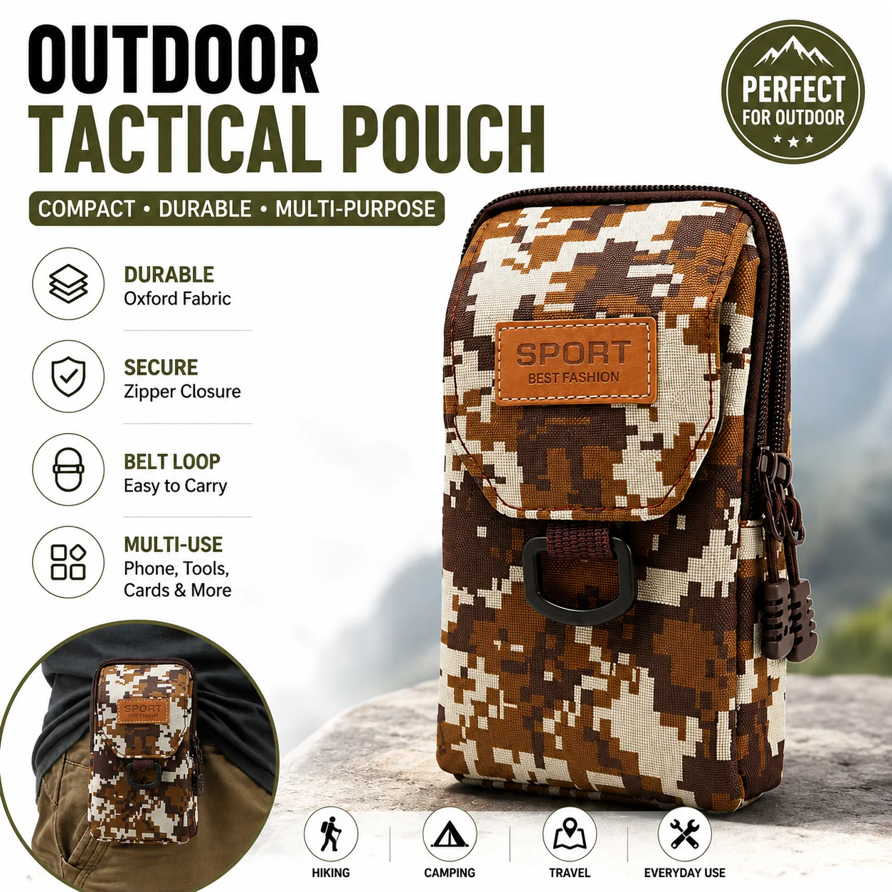 Tactical MOLLE Phone Pouch EDC Accessory Bag Outdoor Military Waist Belt Tool Pack for Hiking Climbing Fishing Camping Bag
Tactical MOLLE Phone Pouch EDC Accessory Bag Outdoor Military Waist Belt Tool Pack for Hiking Climbing Fishing Camping Bag