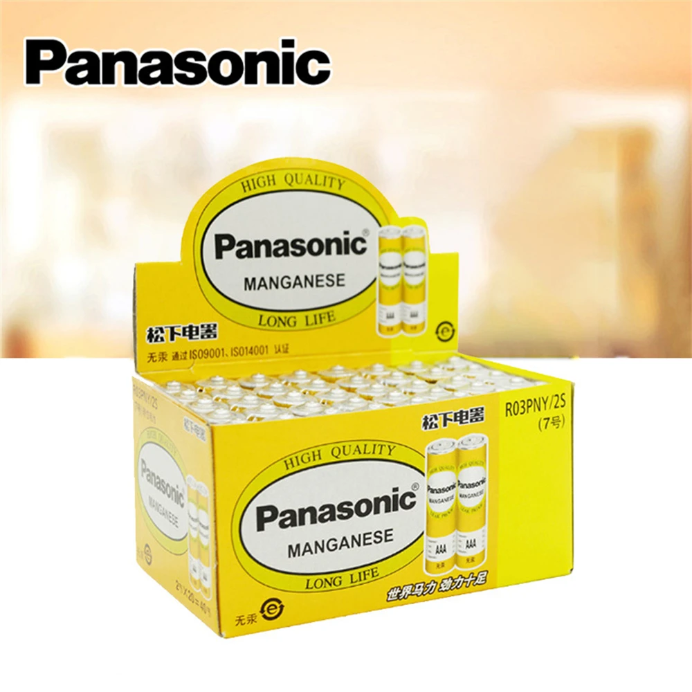 1-50pcs Panasonic 1.5V AAA Disposable Carbon Dry Batteries for LED Lights, Toys, Mp3 Cameras, Flashlights, Razors, CD Players
1-50pcs Panasonic 1.5V AAA Disposable Carbon Dry Batteries for LED Lights, Toys, Mp3 Cameras, Flashlights, Razors, CD Players