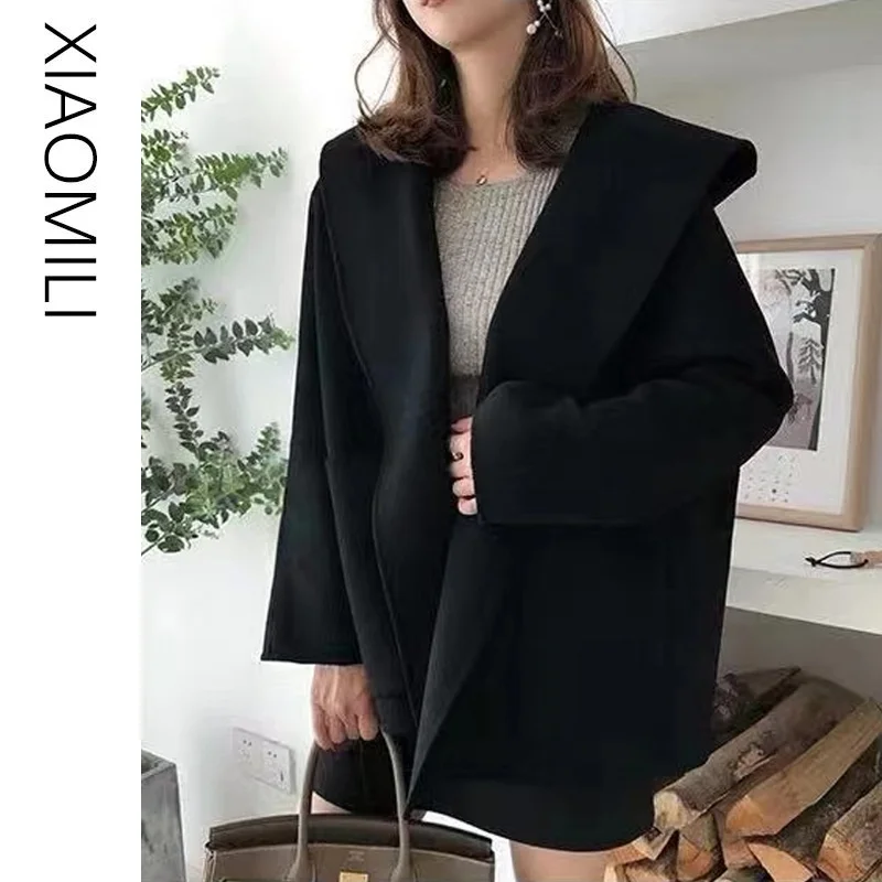 Bla Double-Sided Woolen Coat Women's Autumn Small Fraance Sle Open Cardigan Woolen Outerwear Loose Hat Winter Top
Bla Double-Sided Woolen Coat Women's Autumn Small Fraance Sle Open Cardigan Woolen Outerwear Loose Hat Winter Top