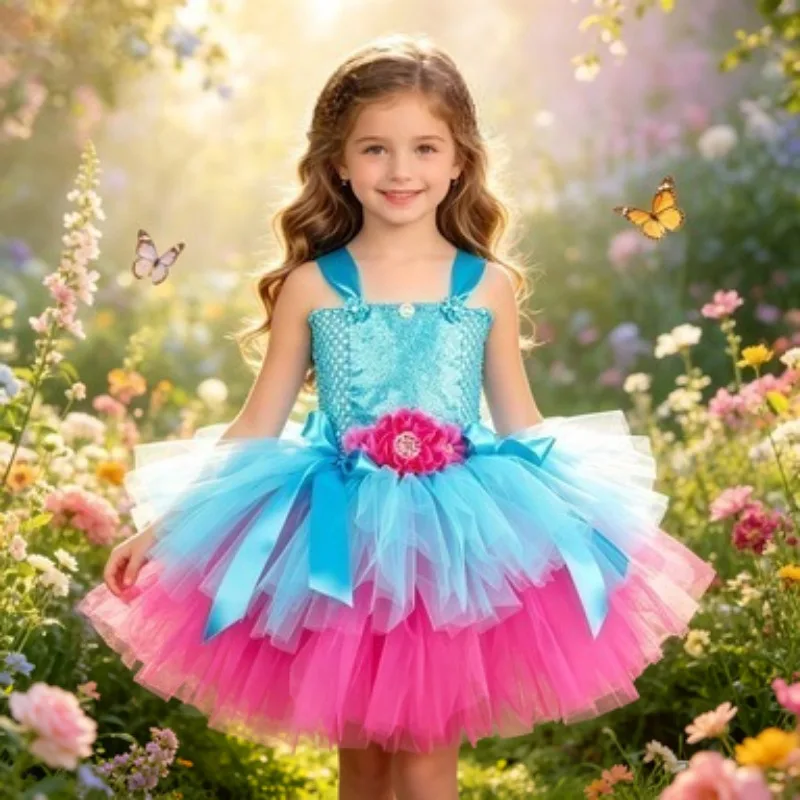 Flower Tulle Tutu Dress for Girls, Fairy Princess Cosplay Outfit for Birthday Party Halloween Holiday Kids Fancy Dress Up
Flower Tulle Tutu Dress for Girls, Fairy Princess Cosplay Outfit for Birthday Party Halloween Holiday Kids Fancy Dress Up