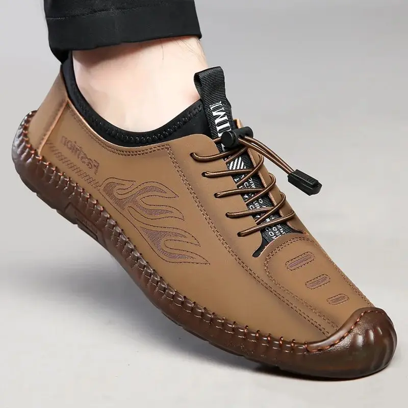 Мужские кожаные повседневные кроссовки ручной работы 2023 года, туфли для вождения с круглым носком, на шнуровке, модные, осенний сезон, с текстильной подкладкой
Мужские кожаные повседневные кроссовки ручной работы 2023 года, туфли для вождения с круглым носком, на шнуровке, модные, осенний сезон, с текстильной подкладкой
