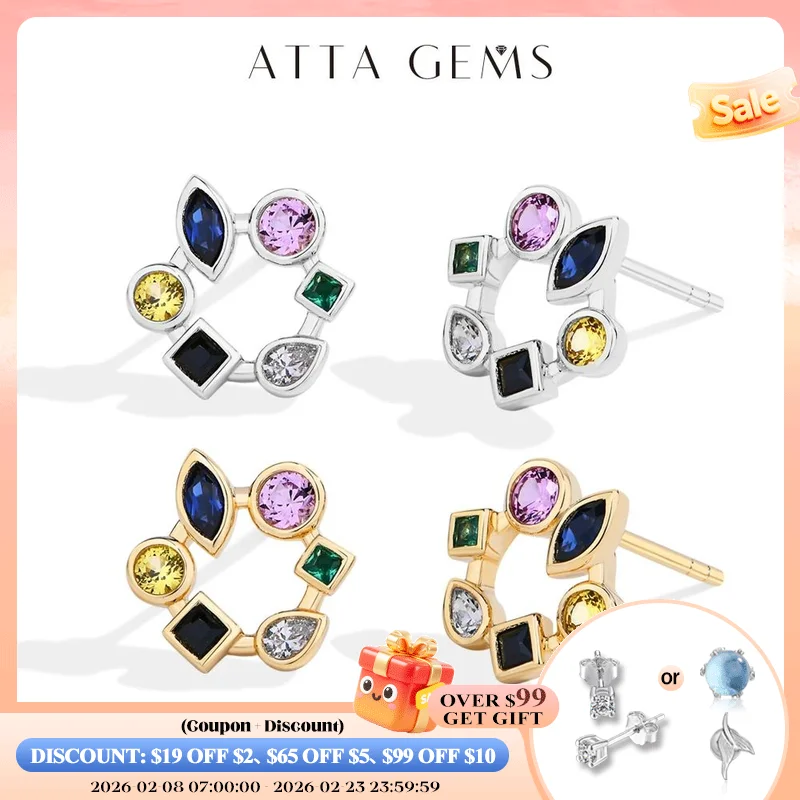 ATTAGEMS 925 Sterling Silver Stud Earring 18K Yellow Gold Plated For Women Girls Sapphire Spinel Zircon Stone Party Jewelry Gift
ATTAGEMS 925 Sterling Silver Stud Earring 18K Yellow Gold Plated For Women Girls Sapphire Spinel Zircon Stone Party Jewelry Gift