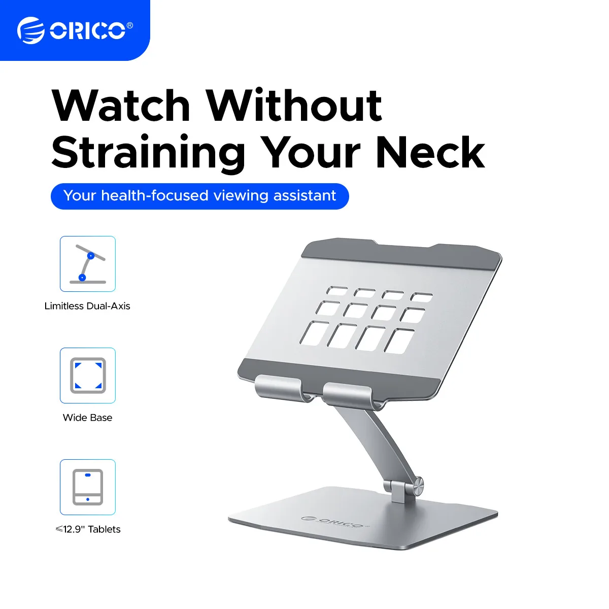 ORICO Multi-angle Adjustable Aluminum Tablet Stand Ergonomic Foldable Suitable for 12.9 Inch and Below Tablets
ORICO Multi-angle Adjustable Aluminum Tablet Stand Ergonomic Foldable Suitable for 12.9 Inch and Below Tablets