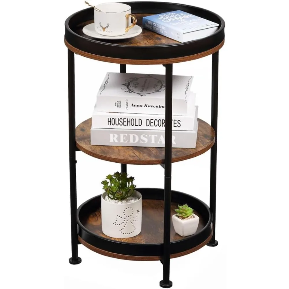 Side Table, Round End Table with 3 Storage Shelves for Living Room, Bedroom, Nightstand with Steel Frame for Small Spaces, Indu
Side Table, Round End Table with 3 Storage Shelves for Living Room, Bedroom, Nightstand with Steel Frame for Small Spaces, Indu