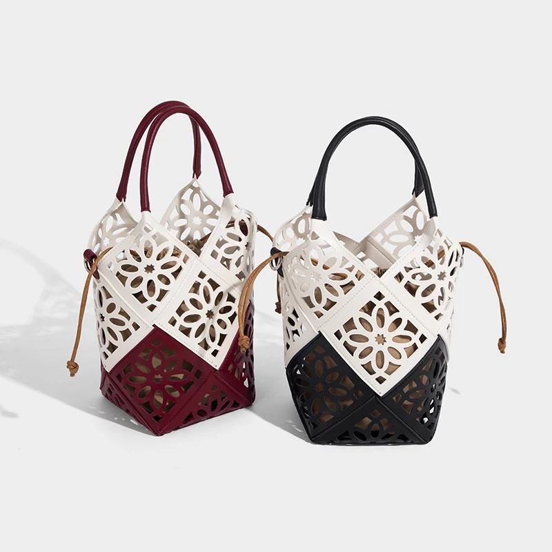 Fashion women's hollow window flower basket handbag PU leather large capacity luxury commuting shoulder strap summer travel bag
Fashion women's hollow window flower basket handbag PU leather large capacity luxury commuting shoulder strap summer travel bag