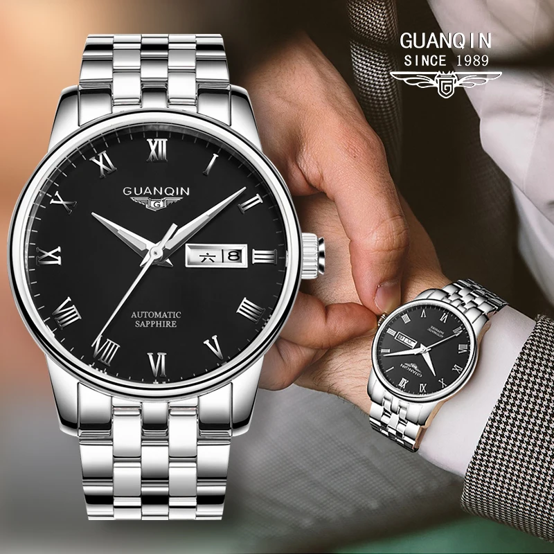 Мужские автоматические часы GUANQIN: деловые, с металлическим браслетом, водонепроницаемые, механические, модные, повседневные, оригинальные брендовые часы, подарки
Мужские автоматические часы GUANQIN: деловые, с металлическим браслетом, водонепроницаемые, механические, модные, повседневные, оригинальные брендовые часы, подарки