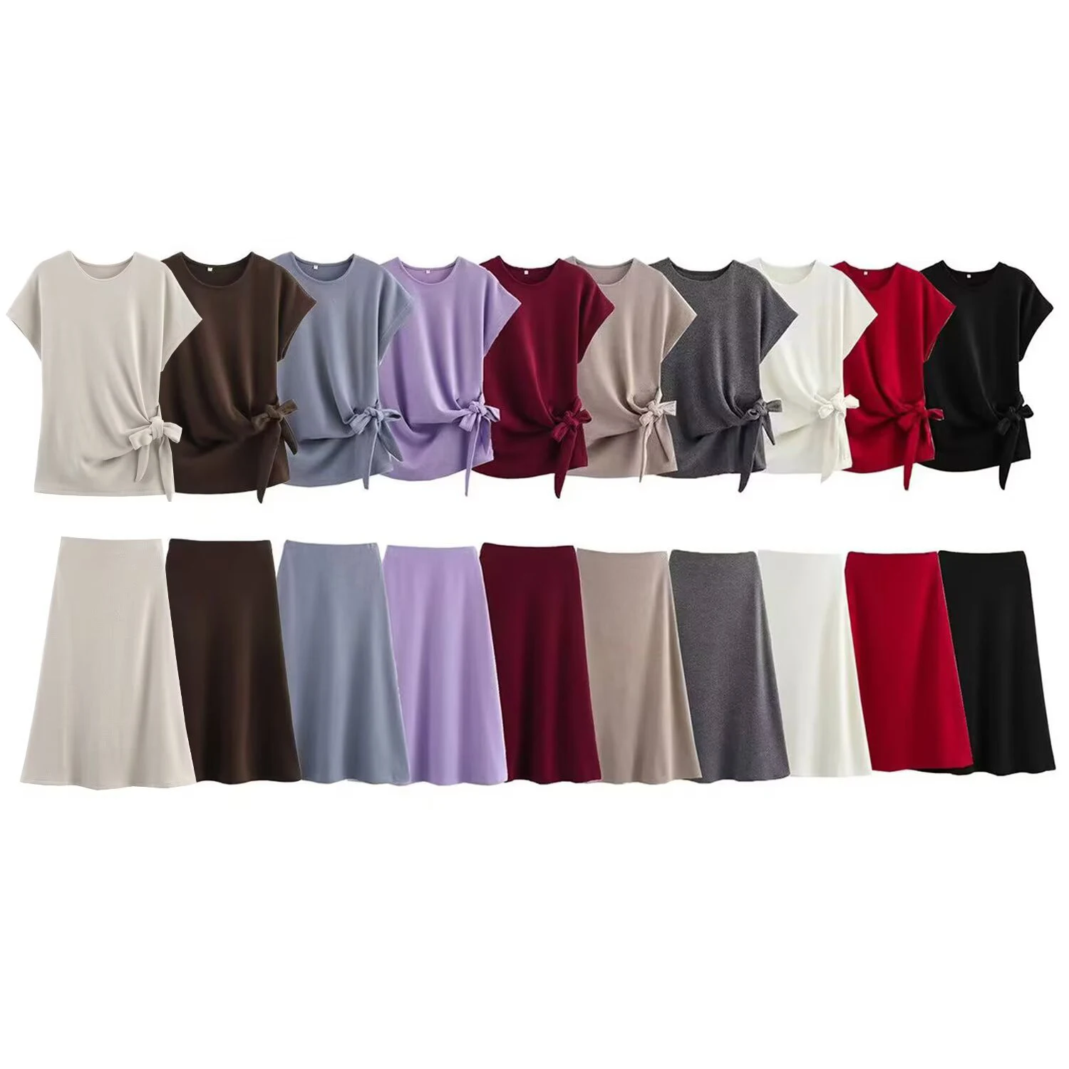 Новая женская одежда в европейском и американском стиле, внешняя торговля, модный комплект с узлом, украшением, топ с круглым вырезом и полуюбка
Новая женская одежда в европейском и американском стиле, внешняя торговля, модный комплект с узлом, украшением, топ с круглым вырезом и полуюбка