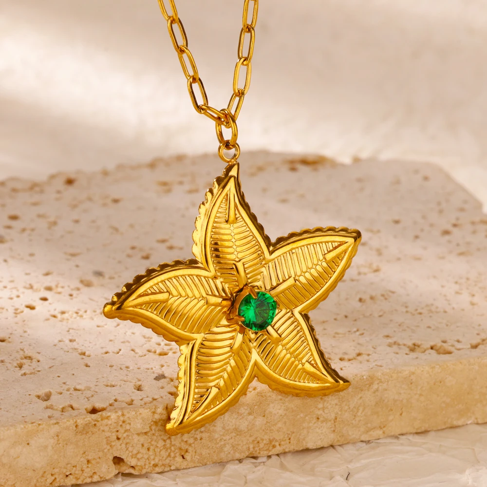 Starfish Pendant Necklace for Women Gold Color O-Shaped Chain Charm Necklaces Cubic Zirconia Stainless Steel Jewelry collar 2024
Starfish Pendant Necklace for Women Gold Color O-Shaped Chain Charm Necklaces Cubic Zirconia Stainless Steel Jewelry collar 2024