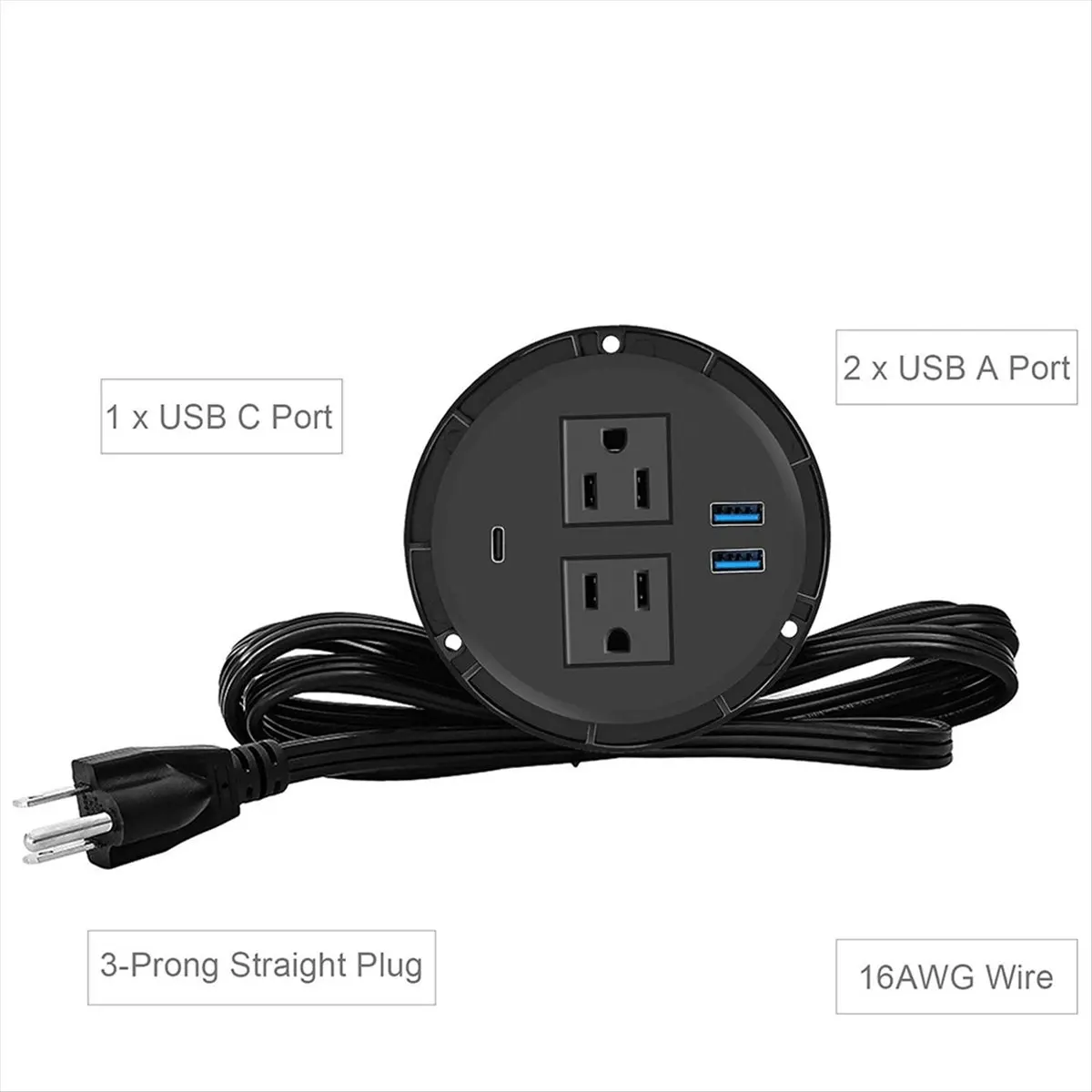 MALL Power Grommet with USB for Desktop Desktop Power Data Outlet with 2 AC Outlets and 2 USB Ports Black US Plug 2USB+1PD
MALL Power Grommet with USB for Desktop Desktop Power Data Outlet with 2 AC Outlets and 2 USB Ports Black US Plug 2USB+1PD
