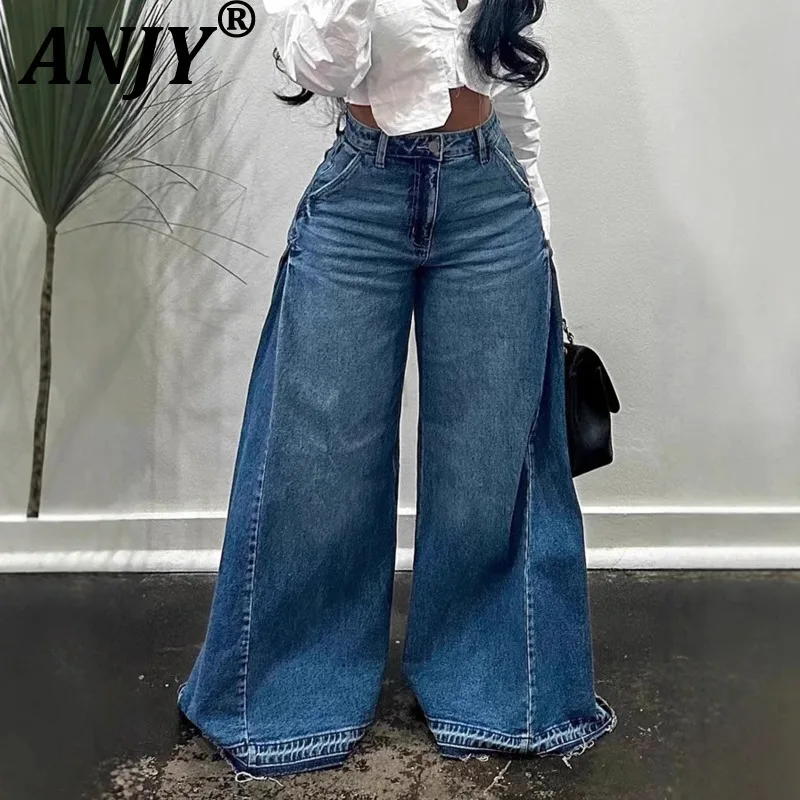 ANJY Autumn New Women Wide Leg Jeans Washed Denim Spliced Draped Elegant Trendy High Street Y2K Floor-length Flared Pants A10267
ANJY Autumn New Women Wide Leg Jeans Washed Denim Spliced Draped Elegant Trendy High Street Y2K Floor-length Flared Pants A10267