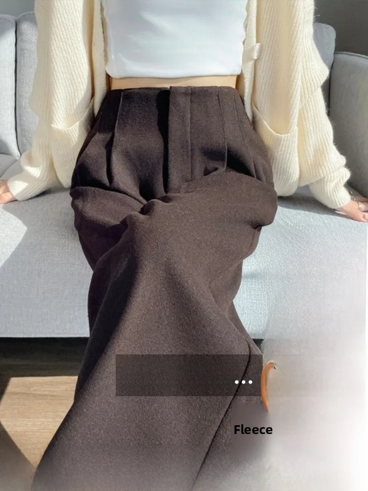 Thiened Fce Lined Wide Leg Pants Women's High Waist Casual Straight Leg Trousers Korean Sle Commute Wind ket Details
Thiened Fce Lined Wide Leg Pants Women's High Waist Casual Straight Leg Trousers Korean Sle Commute Wind ket Details