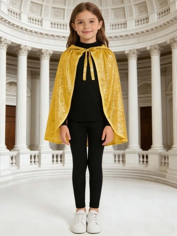 Shiny Sequin Short Children's Hooded Cape with Belt Stage Performance Outfit Multi-Color Halloween Costume Women's Traditiona...
Shiny Sequin Short Children's Hooded Cape with Belt Stage Performance Outfit Multi-Color Halloween Costume Women's Traditiona...