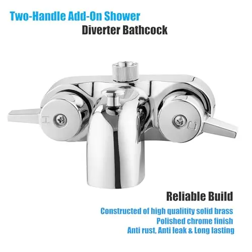 Two-Handle Chrome Bathtub Faucet With Add-On Shower Diverter, 3-3/8 Inch Centers, MIP Inlet
Two-Handle Chrome Bathtub Faucet With Add-On Shower Diverter, 3-3/8 Inch Centers, MIP Inlet