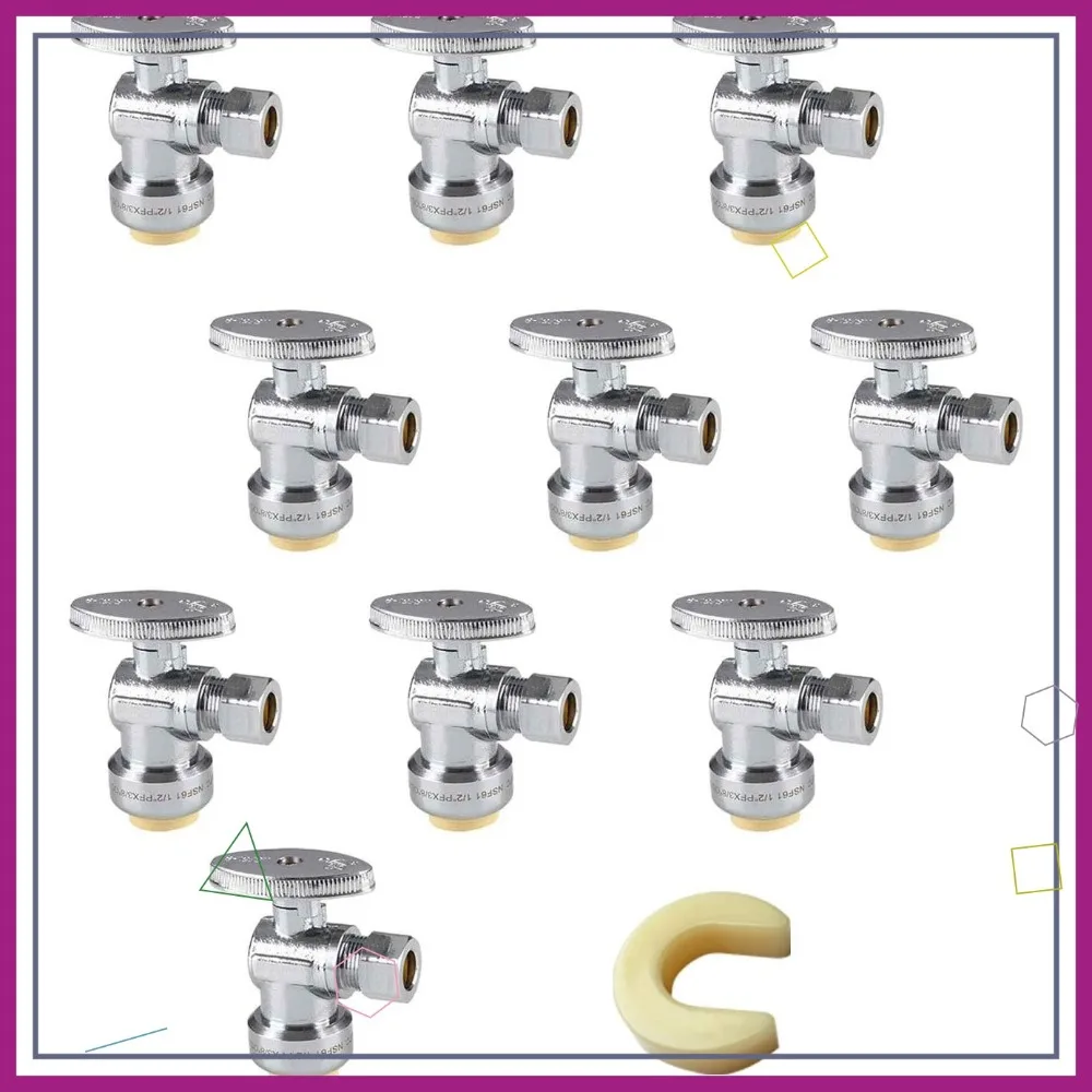 Набор из 10 угловых запорных клапанов с быстрым подключением, поворотные на 1/4 оборота, для перекрытия воды, хромированная отделка, с отсоединяемым зажимом
Набор из 10 угловых запорных клапанов с быстрым подключением, поворотные на 1/4 оборота, для перекрытия воды, хромированная отделка, с отсоединяемым зажимом