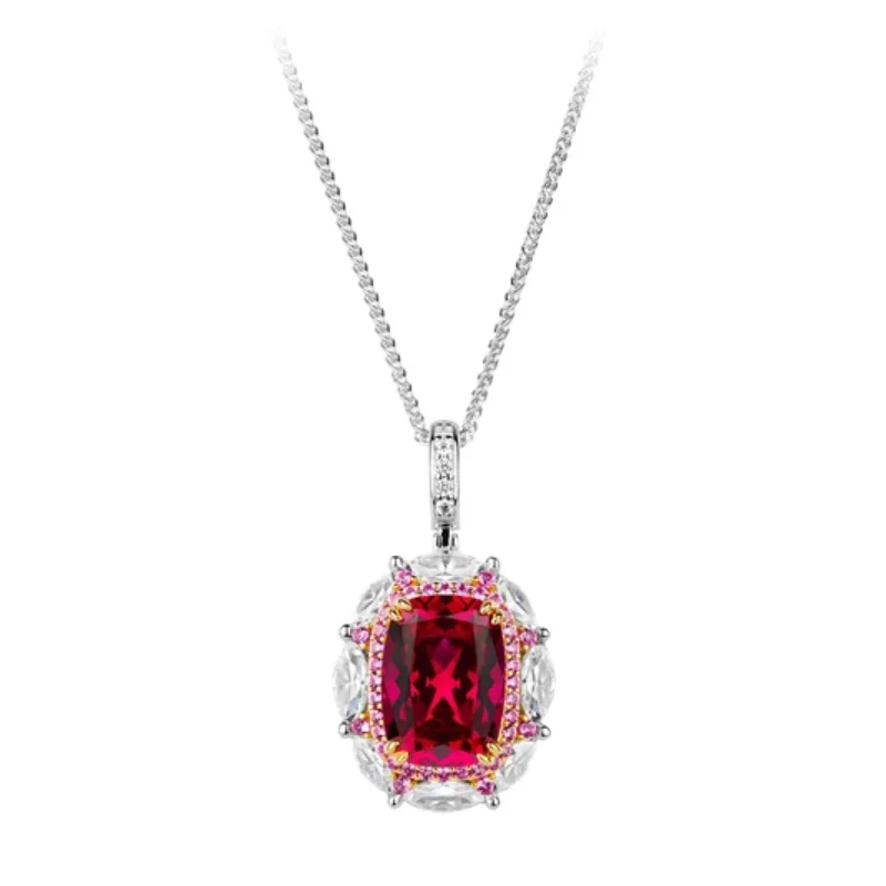 BELLUX 925 Silver Synthetic Zircon Rectangular Ruby 15 Carat Fine Jewelry Diamond Necklace
BELLUX 925 Silver Synthetic Zircon Rectangular Ruby 15 Carat Fine Jewelry Diamond Necklace