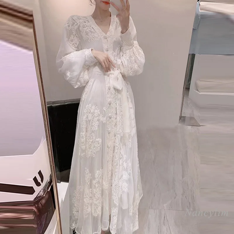 Elegant High-Grade Long Lace Dress Woman 2024 Spring and Autumn White Dresses Lady Goddess Temperament Embroidery Dress Vestidos
Elegant High-Grade Long Lace Dress Woman 2024 Spring and Autumn White Dresses Lady Goddess Temperament Embroidery Dress Vestidos