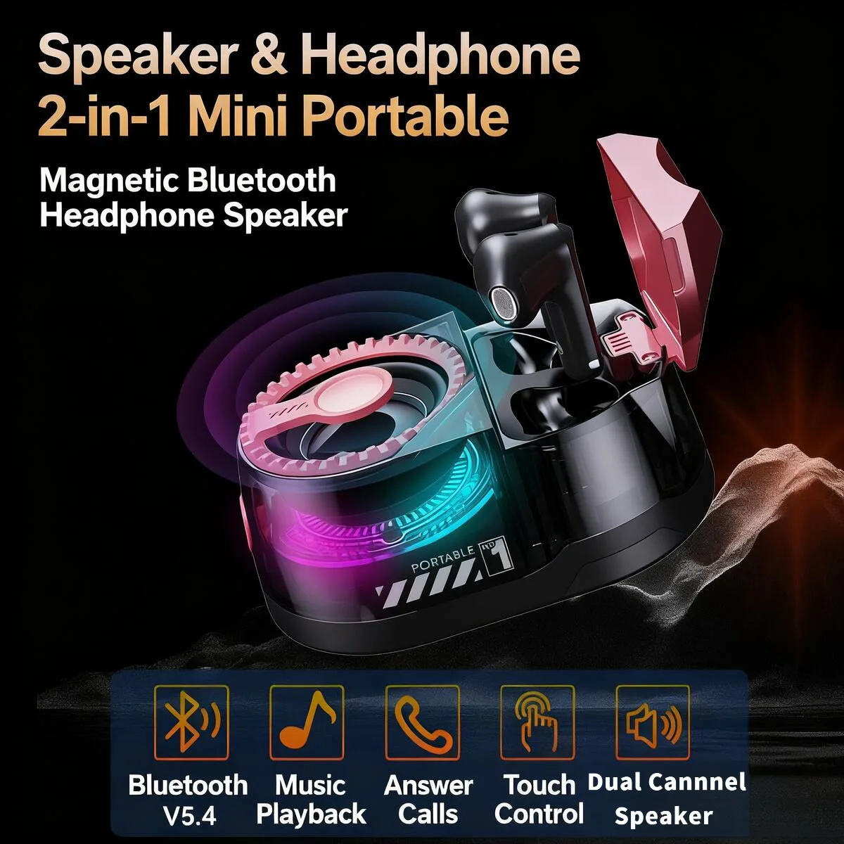 Magnet Multifunction Wireless Bluetooth Bracket Speaker Earphones 2 In 1 Mini Portable Stereo Earsets For Music Vedio Game Gift
Magnet Multifunction Wireless Bluetooth Bracket Speaker Earphones 2 In 1 Mini Portable Stereo Earsets For Music Vedio Game Gift