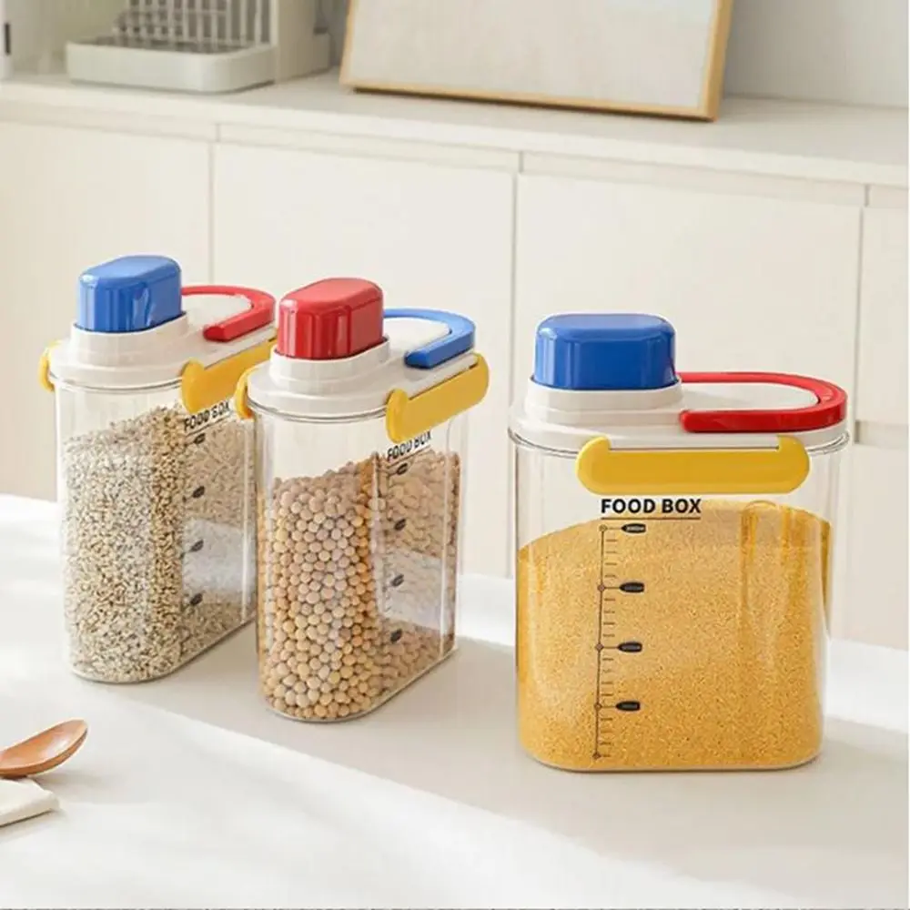 Plastic Cereal Storage Box Compact Transparent Rice Storage Bucket Large Capacity with Handle Food Storage Containers Kitchen
Plastic Cereal Storage Box Compact Transparent Rice Storage Bucket Large Capacity with Handle Food Storage Containers Kitchen