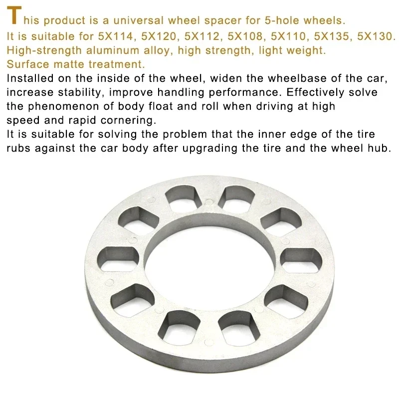 1pc 5mm 8mm 12mm Car Aluminum Alloy Wheel Spacer Gasket for 5 Hole Wheel Hub Car Auto Parts M8617
1pc 5mm 8mm 12mm Car Aluminum Alloy Wheel Spacer Gasket for 5 Hole Wheel Hub Car Auto Parts M8617