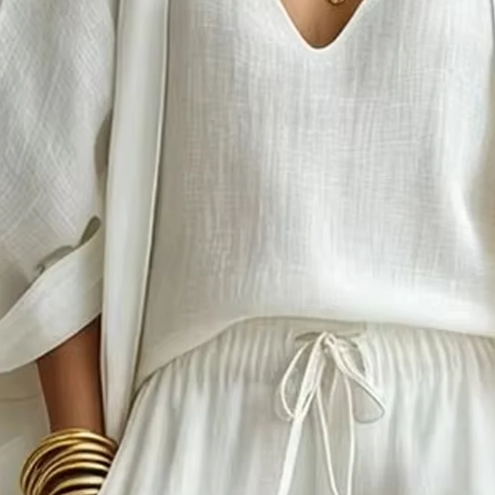 Women's 3 Piece Outfit Nine-quarter Sleeve Cardigan Deep V Sleeveless Tank Top & Wide Leg Pants Casual Set Spring Autumn Wear
Women's 3 Piece Outfit Nine-quarter Sleeve Cardigan Deep V Sleeveless Tank Top & Wide Leg Pants Casual Set Spring Autumn Wear